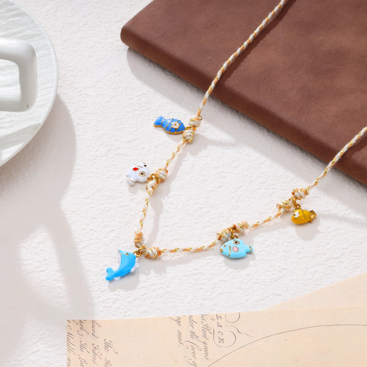 Dolphin and Marine Life Colorful Rope Pendant Necklace