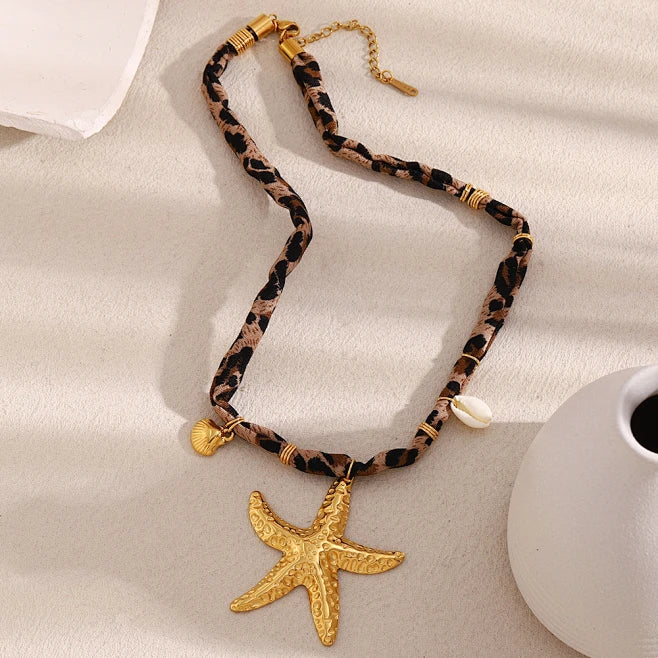Leopard Print Starfish Necklace