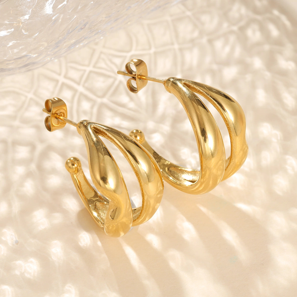 Double Hoop Stud Earrings