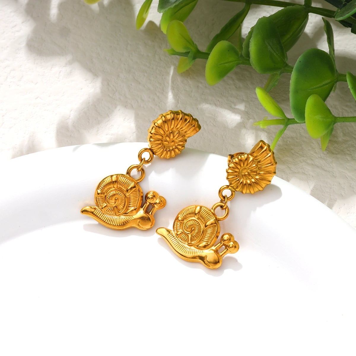 Conch and Snail Stud Earring