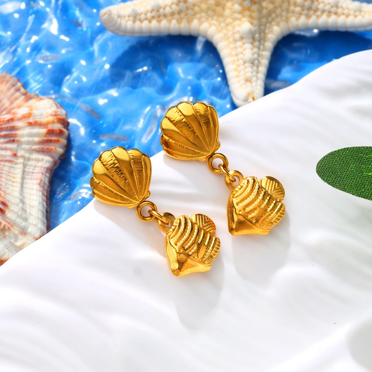 Shell and Fish Stud Earring