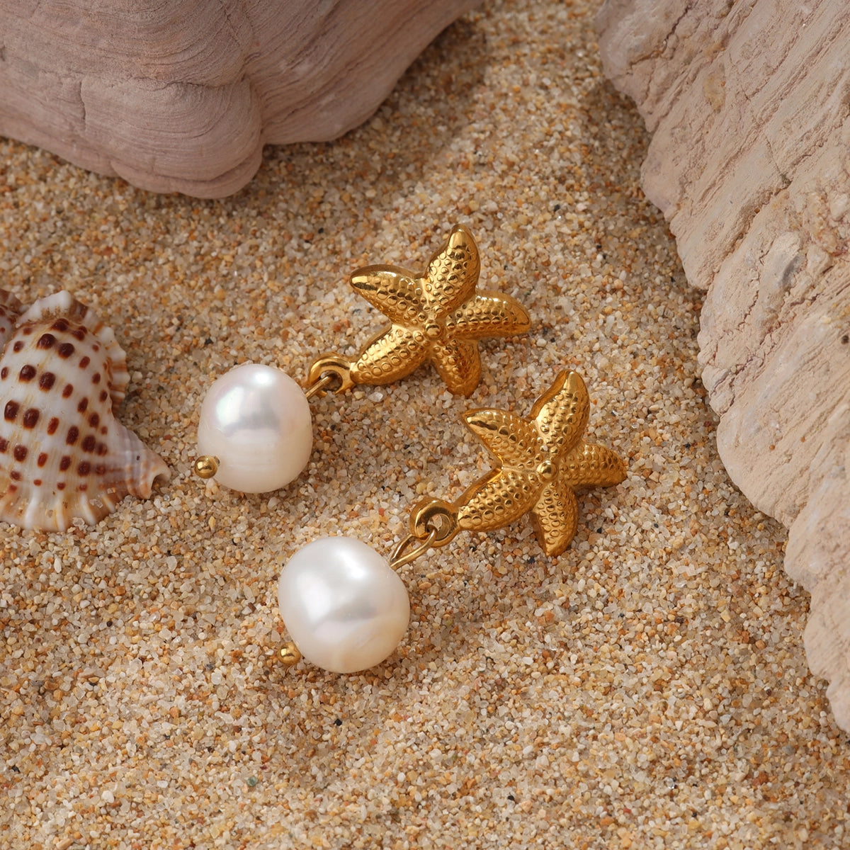 Starfish Freshwater Pearl Earrings