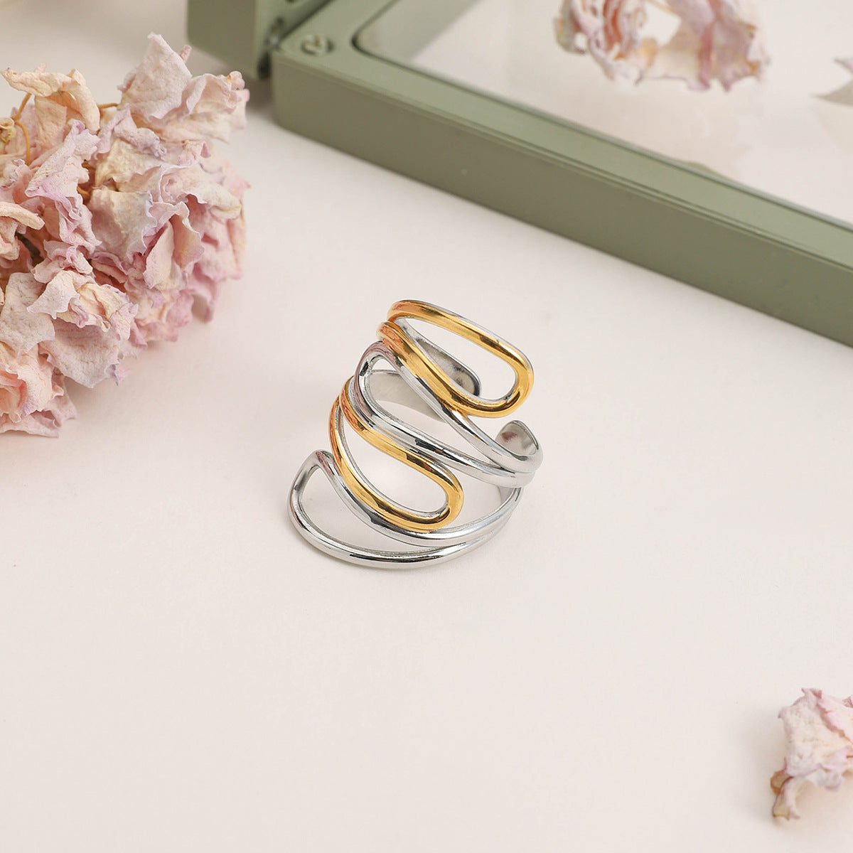 Gold and Silver Open Ring