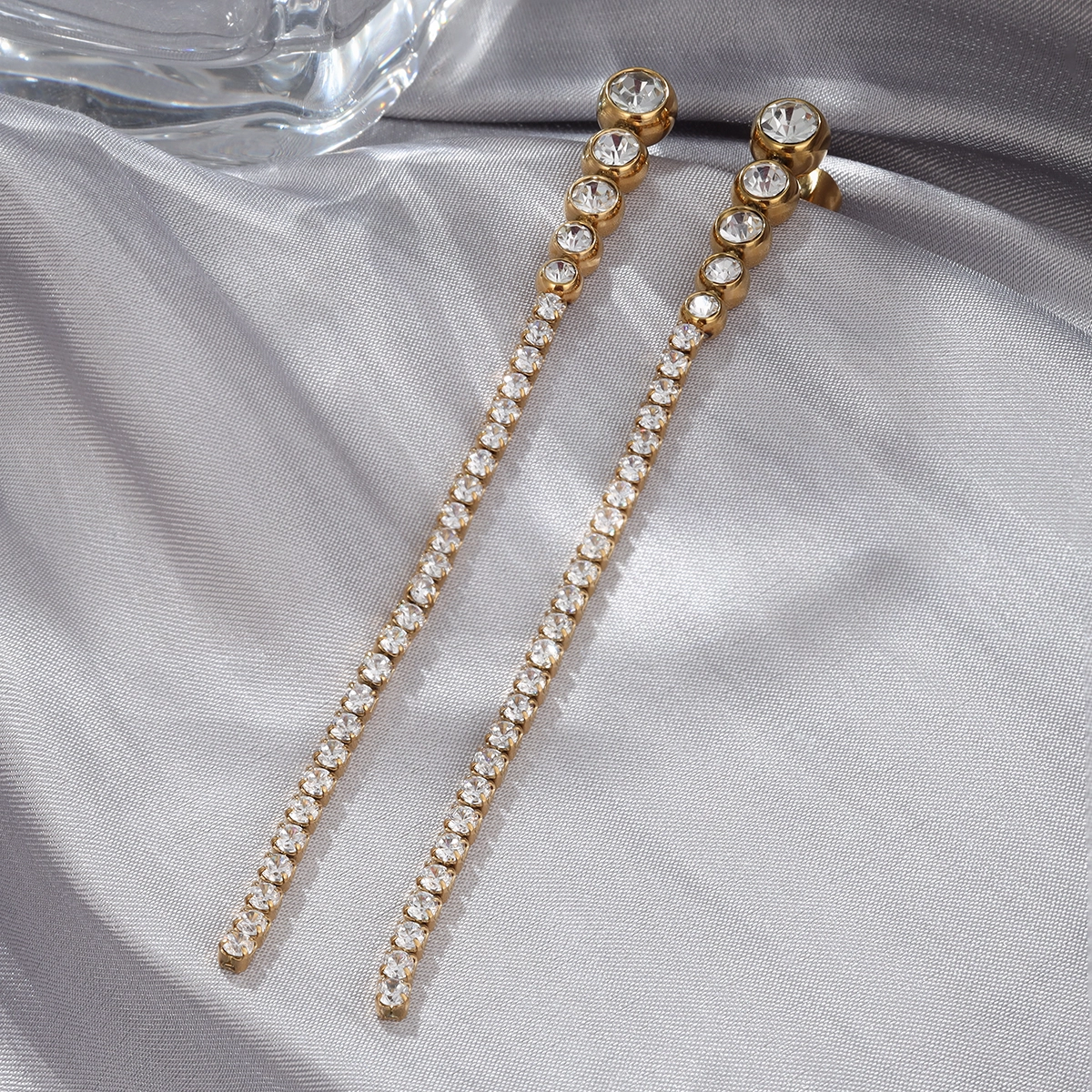 Diamond Long Drop Earrings