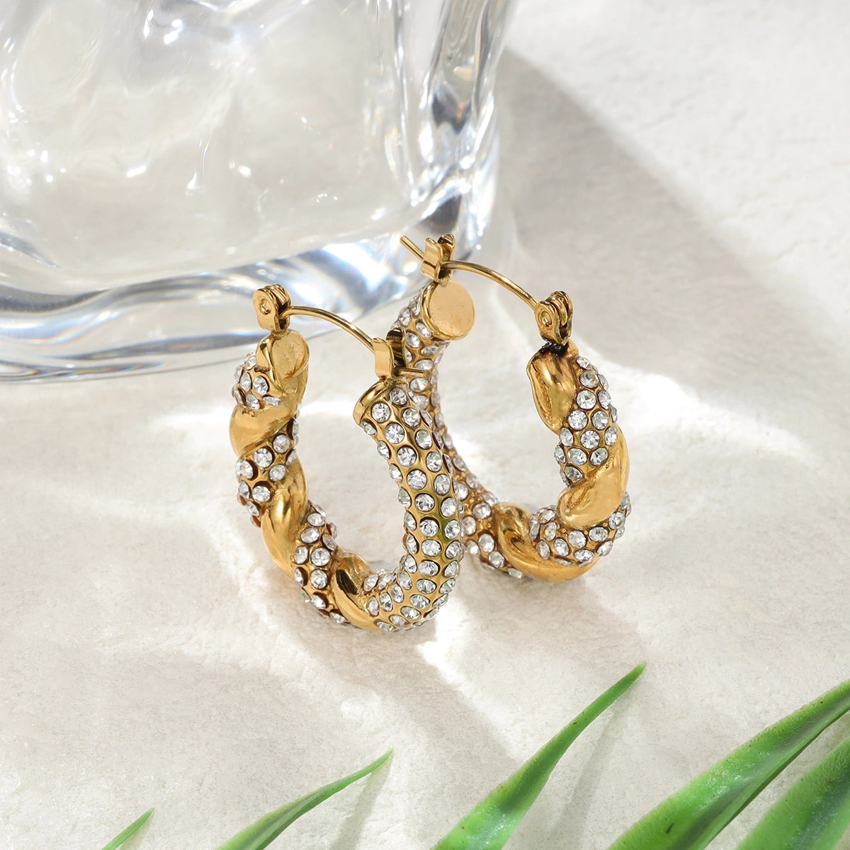 Twist Diamond Hoop Earrings