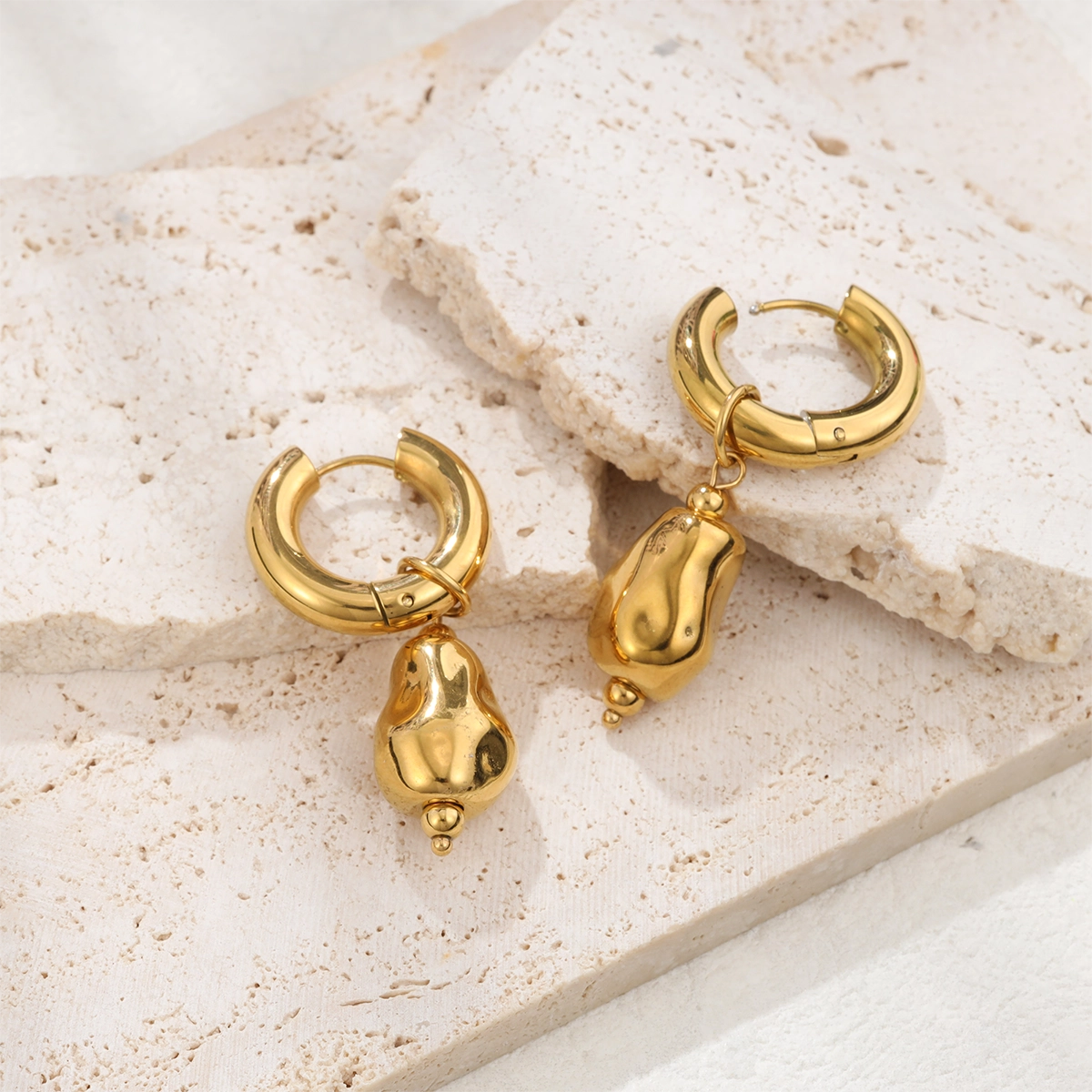 Irregular Pebble Shape Earrings