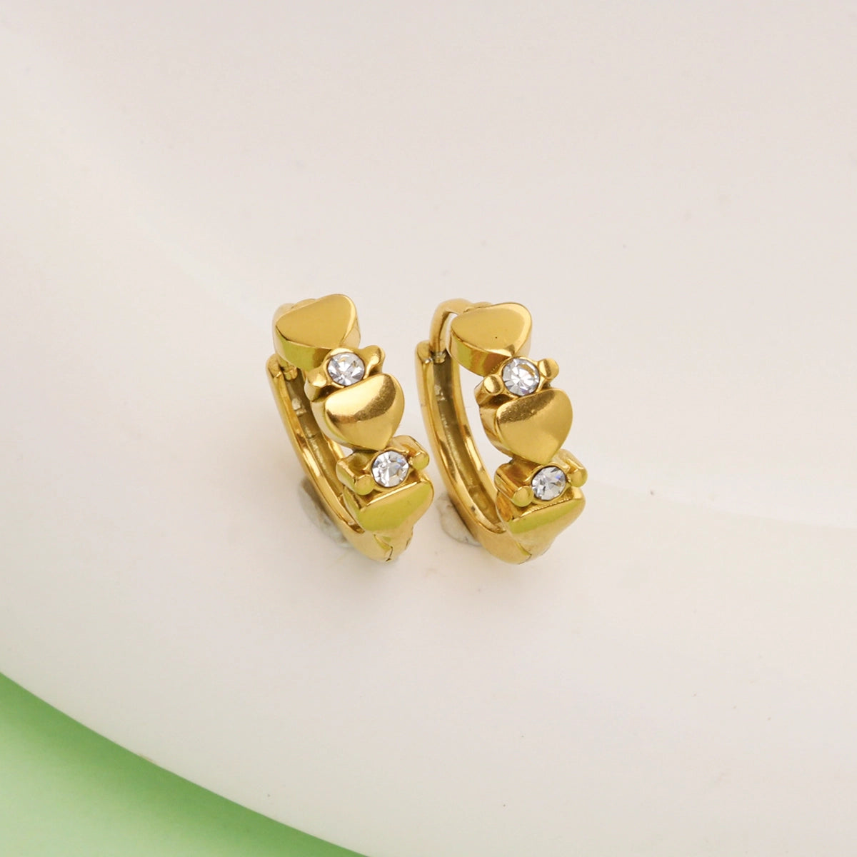 Mini Heart Diamond Hoop Earrings