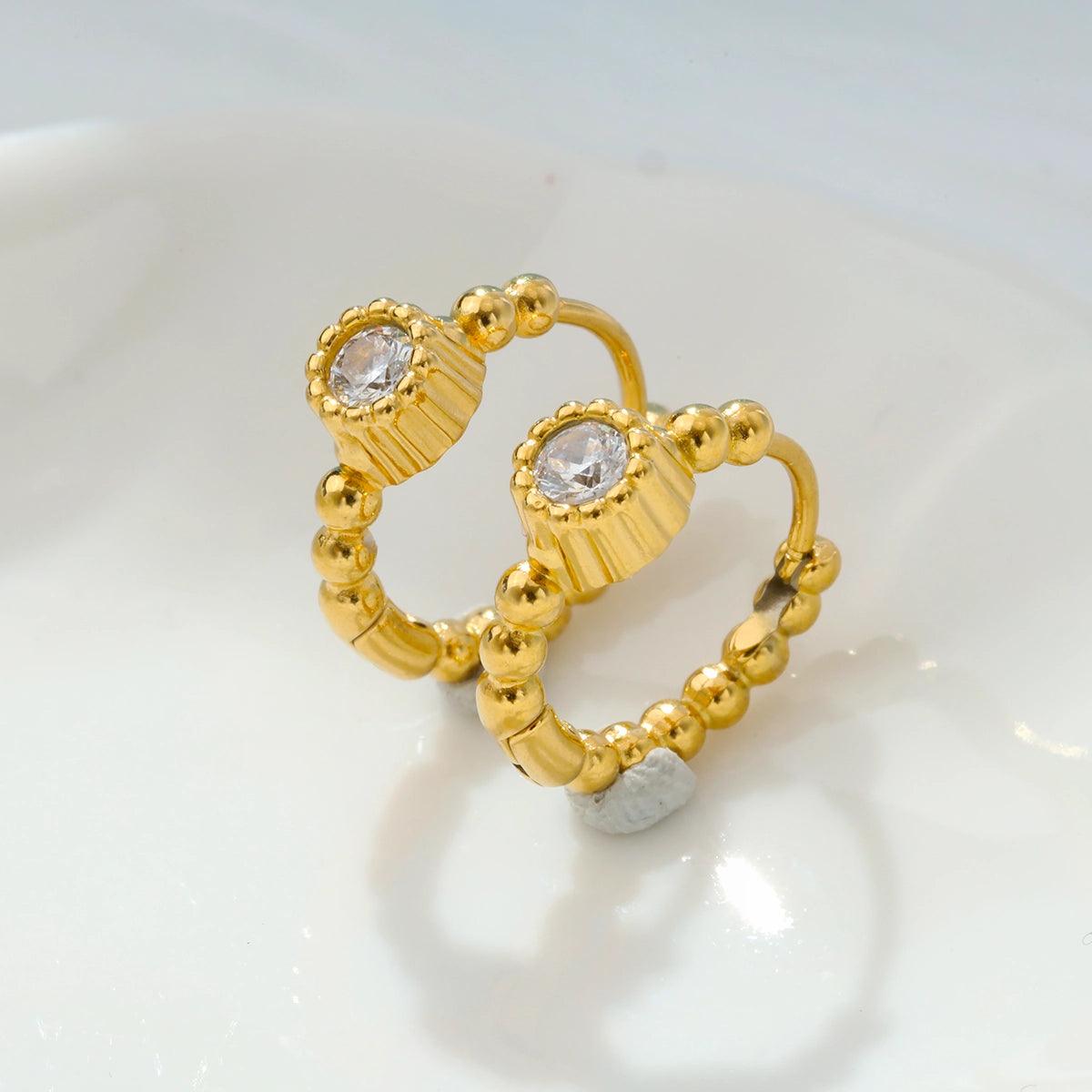 Pave Beads Diamond Hoop Earrings