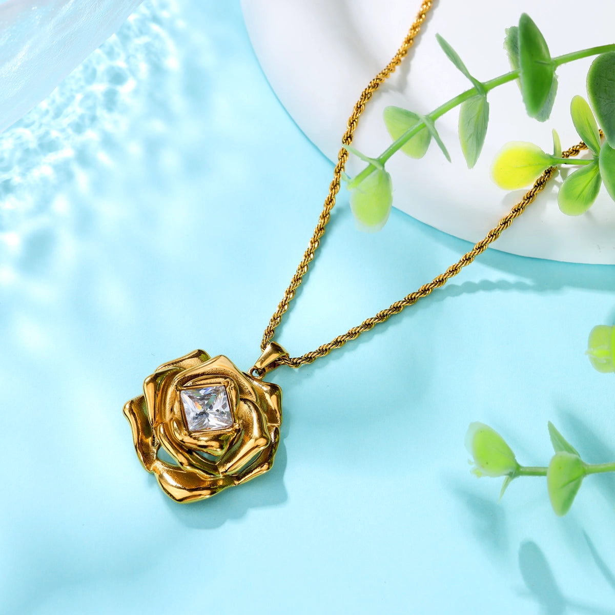 Rose Zircon Pendant Necklace