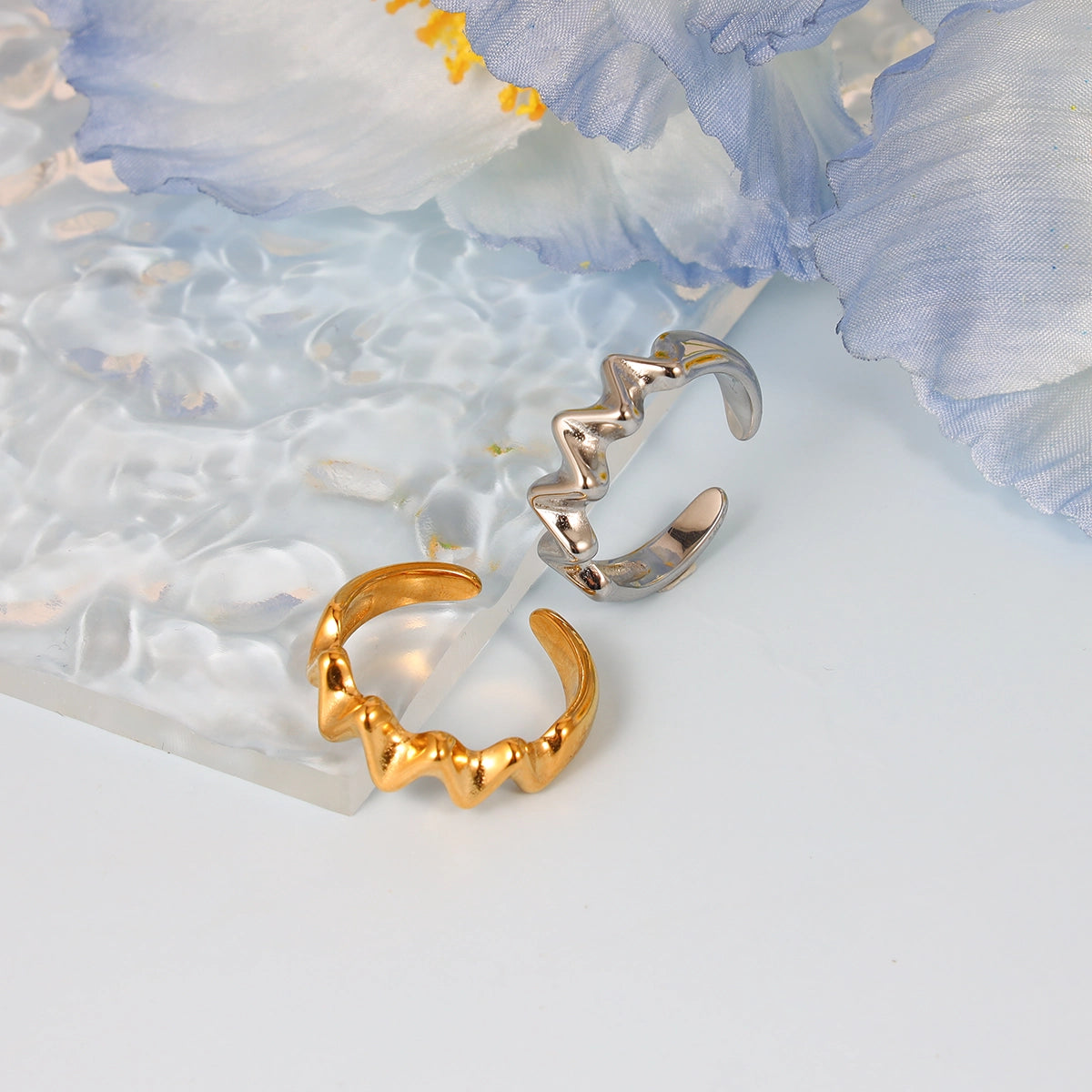 Wave Pattern Open Ring