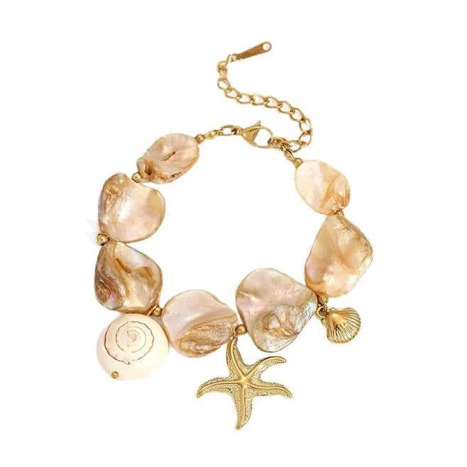 Bohemian Baroque Shell Charm Bracelet