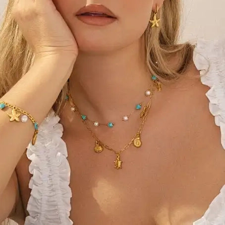 Shell Summer Oval Chain Necklace