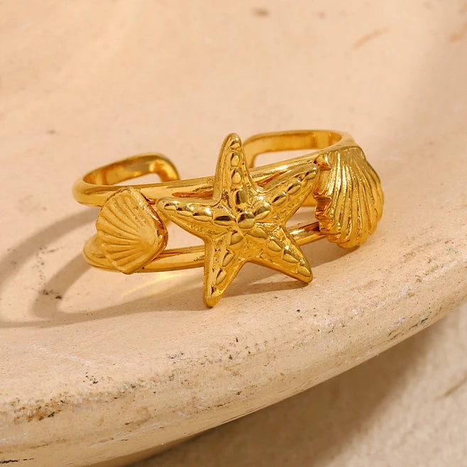 Starfish Shell Open Ring