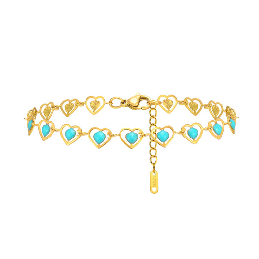 Enamel Heart-shaped Blue Bracelet