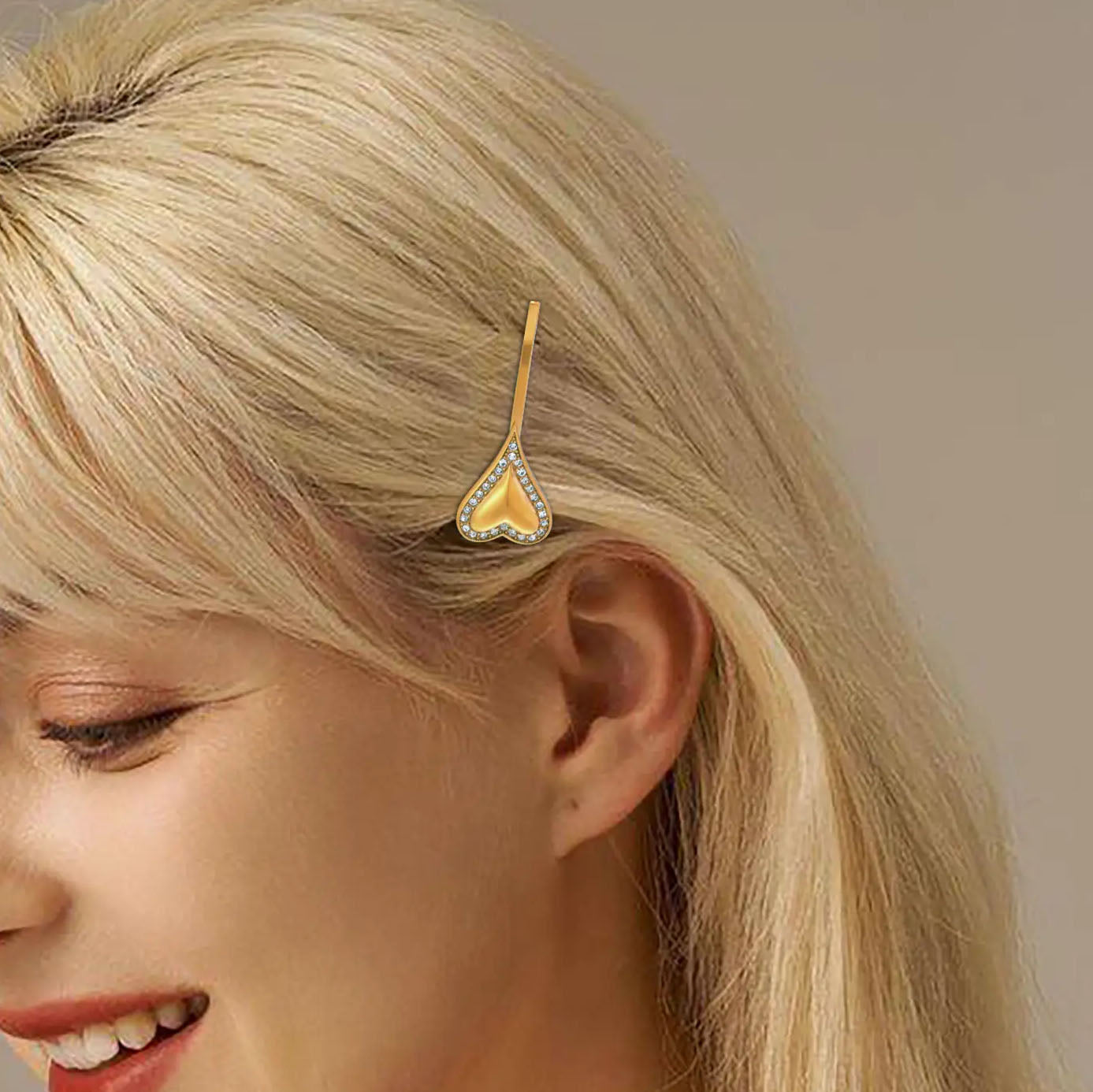 Zircon Heart Shape Bobby Pins