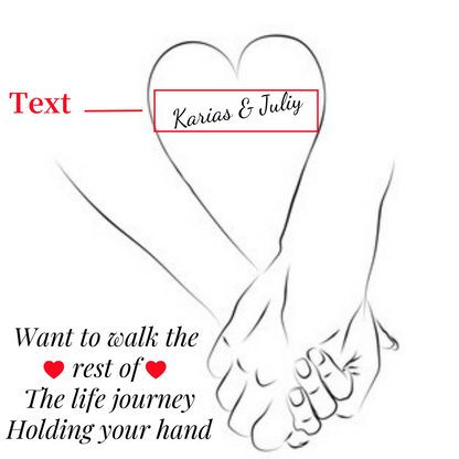 Personalized Text Warm Gift Card, Special Card for Hand in Hand Couples