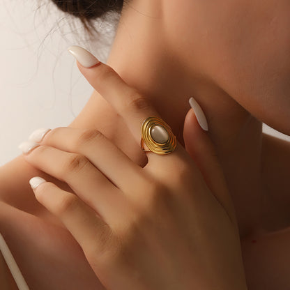 Round Cat's Eye Adjustable Ring