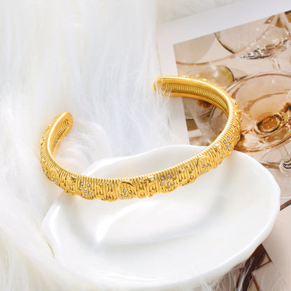 Stars & Moon Gold Cuff Bracelet