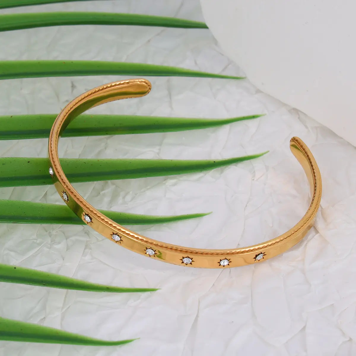 Stones Gold Cuff Bracelet