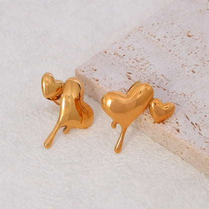 Heart Gold Stud Earrings