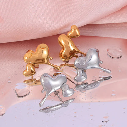 Heart Gold Stud Earrings