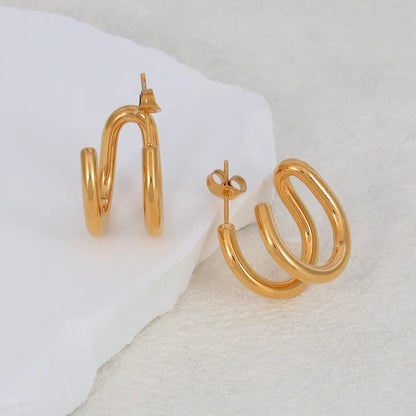 Double Hoop Huggie Earrings