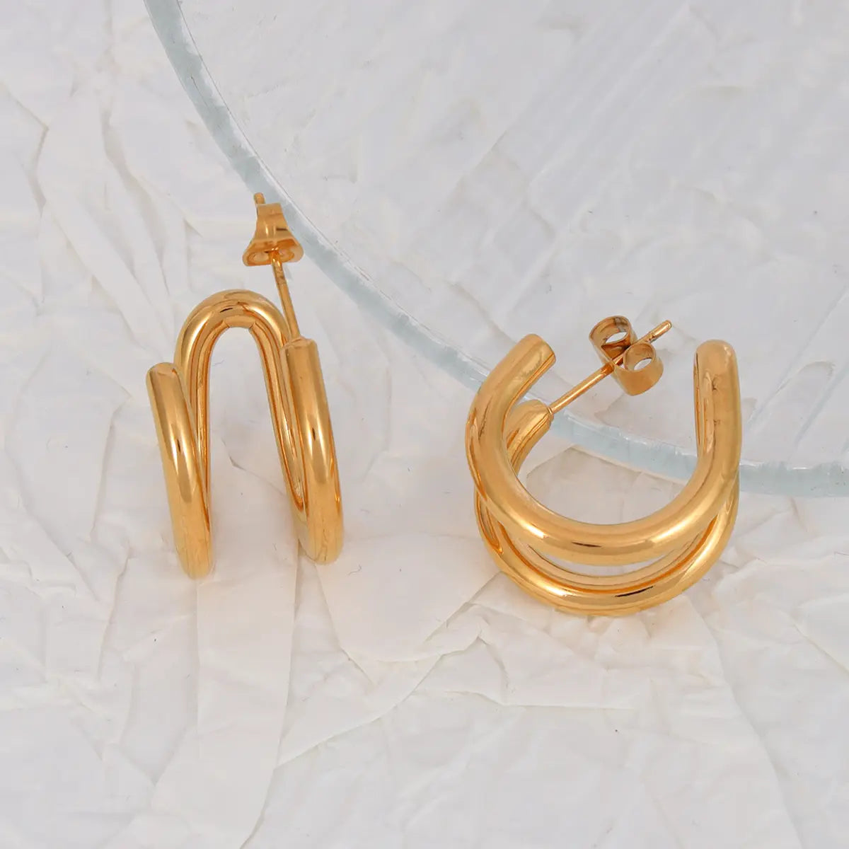 Double Hoop Huggie Earrings