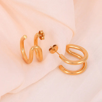 Double Hoop Huggie Earrings