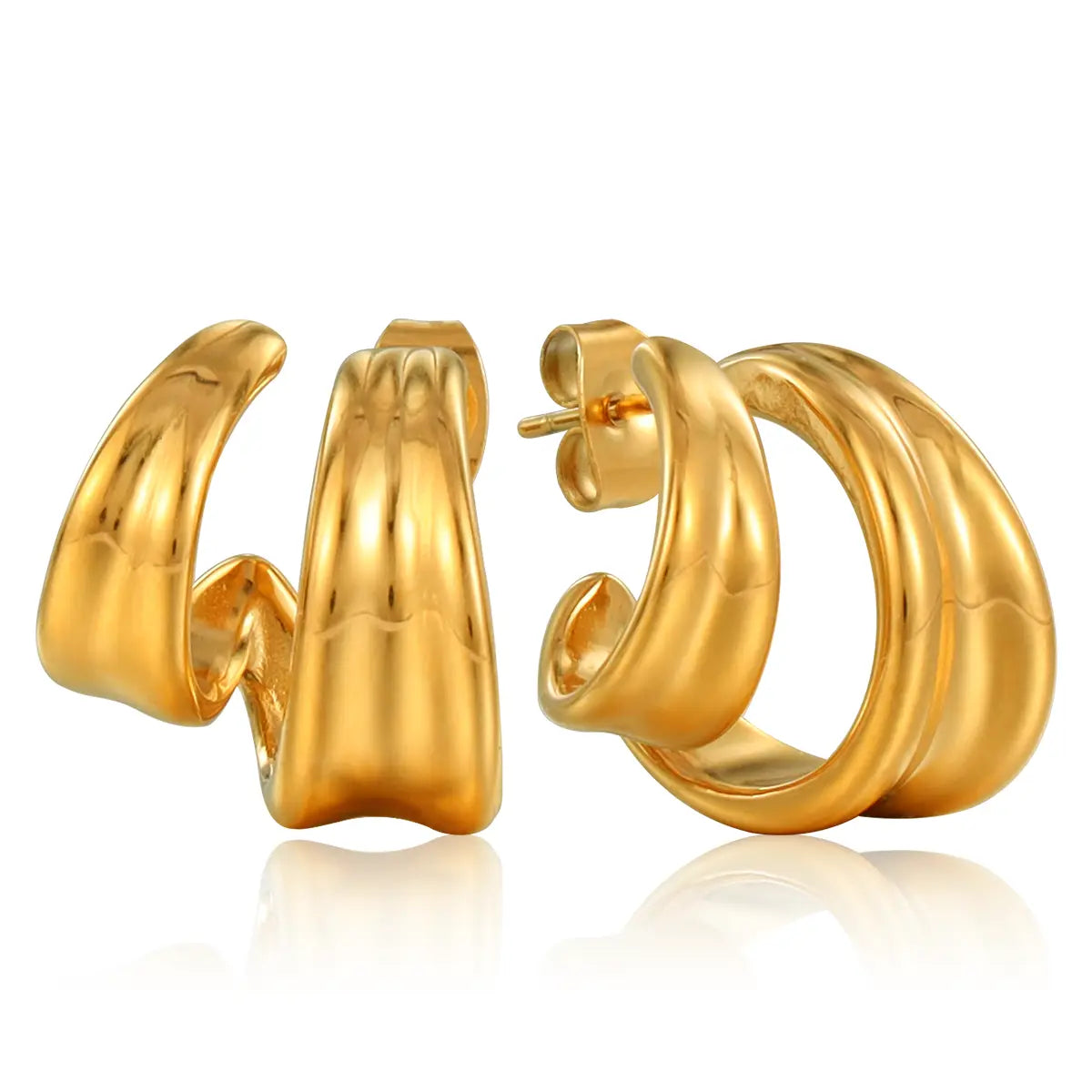 Double Rows Gold Earrings