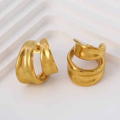 Double Rows Gold Earrings