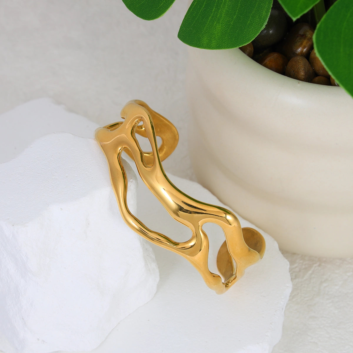 Wave Hollow Cuff Bracelet