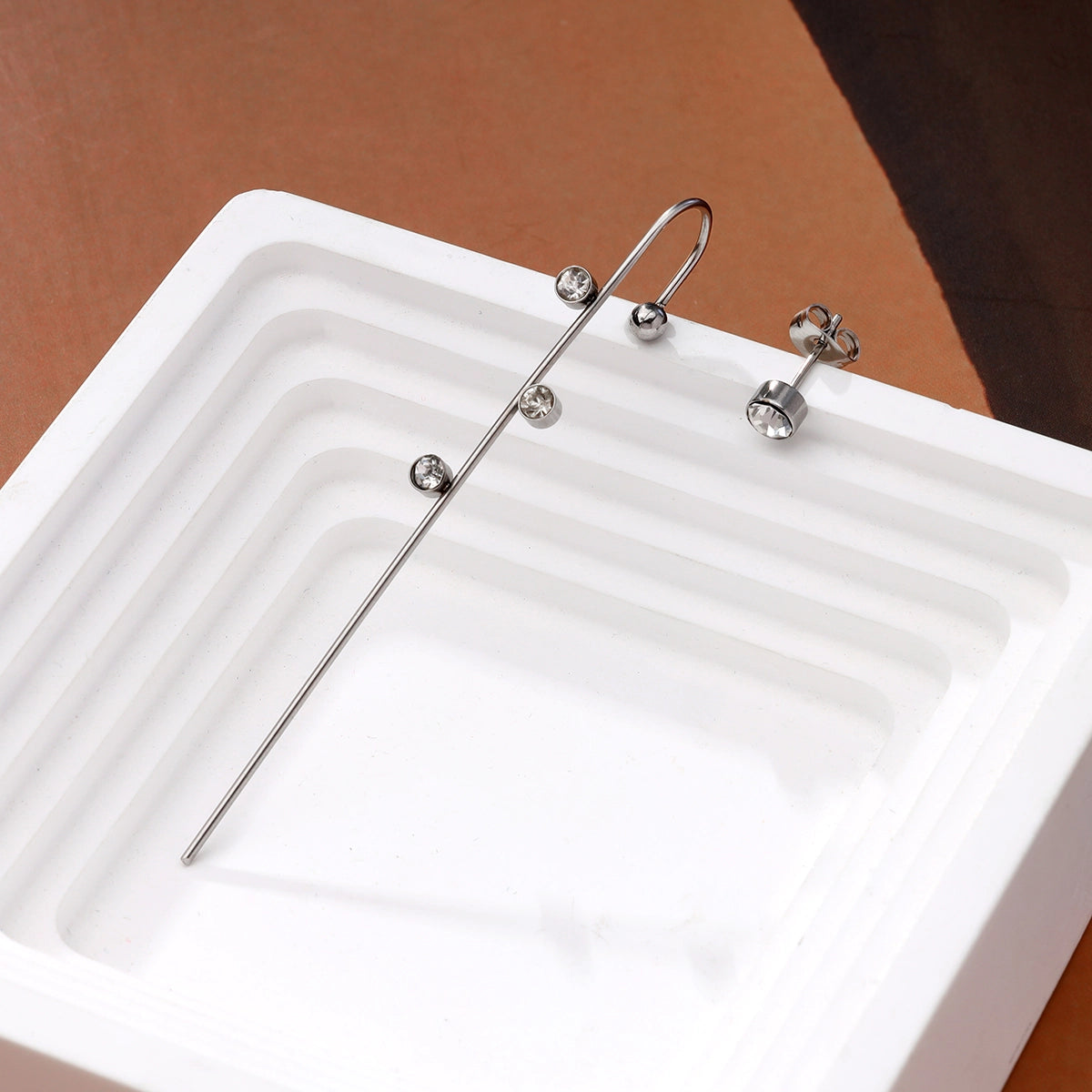 Zircon Pierced Earrings Ear Clips