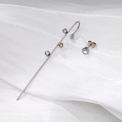 Zircon Pierced Earrings Ear Clips