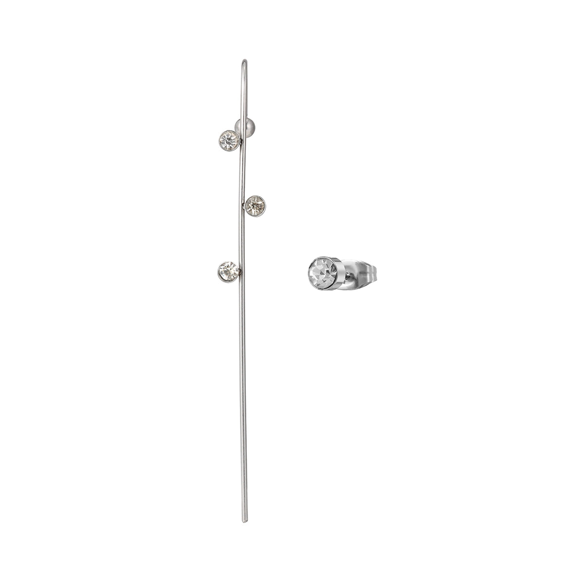 Zircon Pierced Earrings Ear Clips