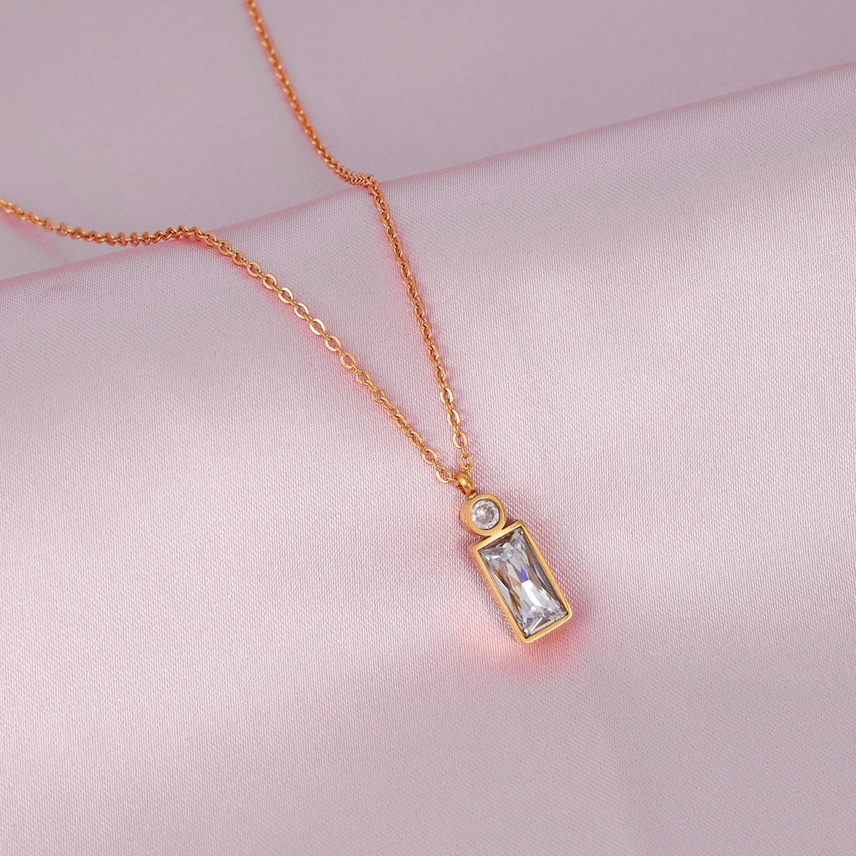 Zirconia Square Pendant Necklace