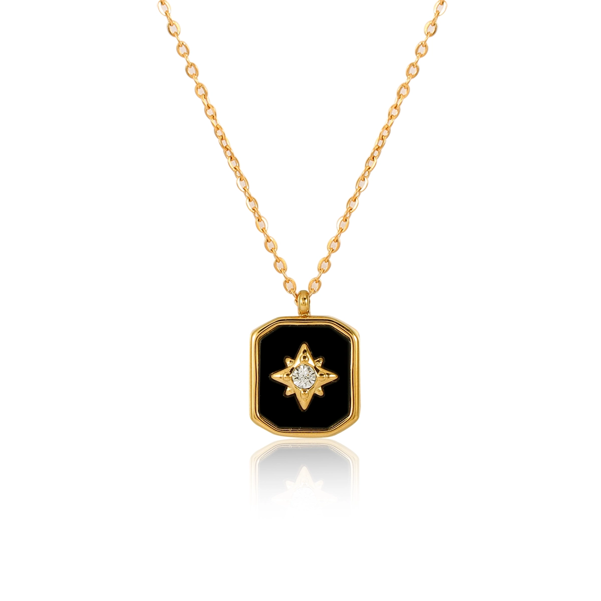 Square Lucky Star Crystal Pendant Necklace