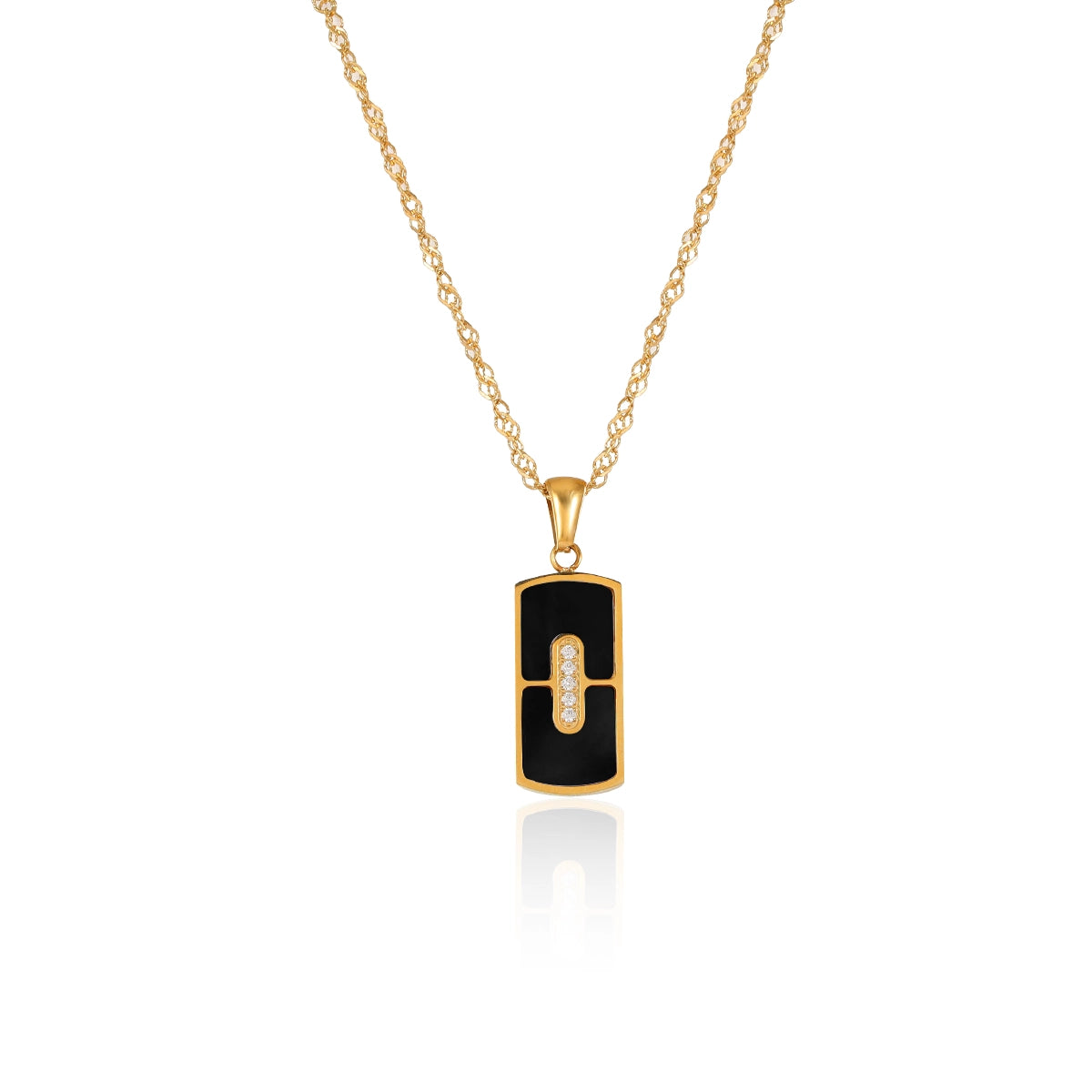 Natural Shell Zircon Rectangular Pendant Necklace