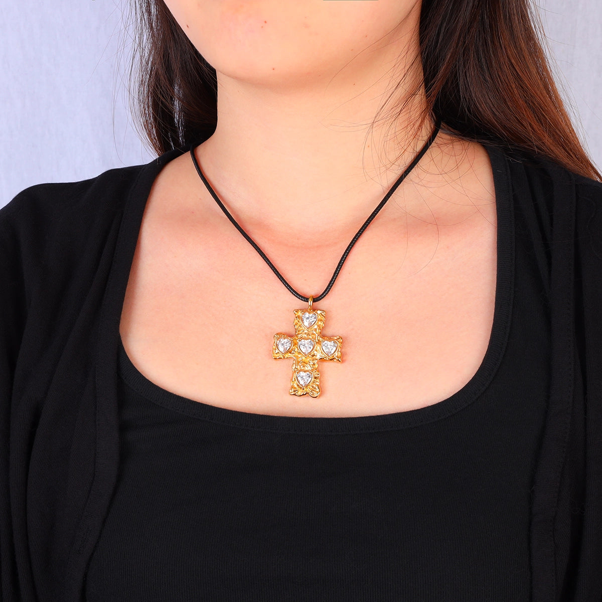 Love Zircon Cross Pendant Necklace