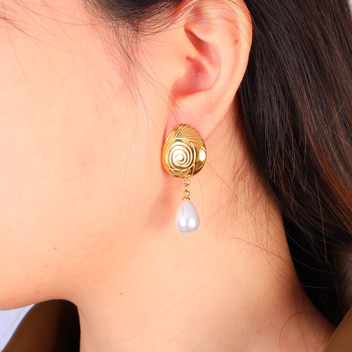 Conch Shell Beads Drop Earrings