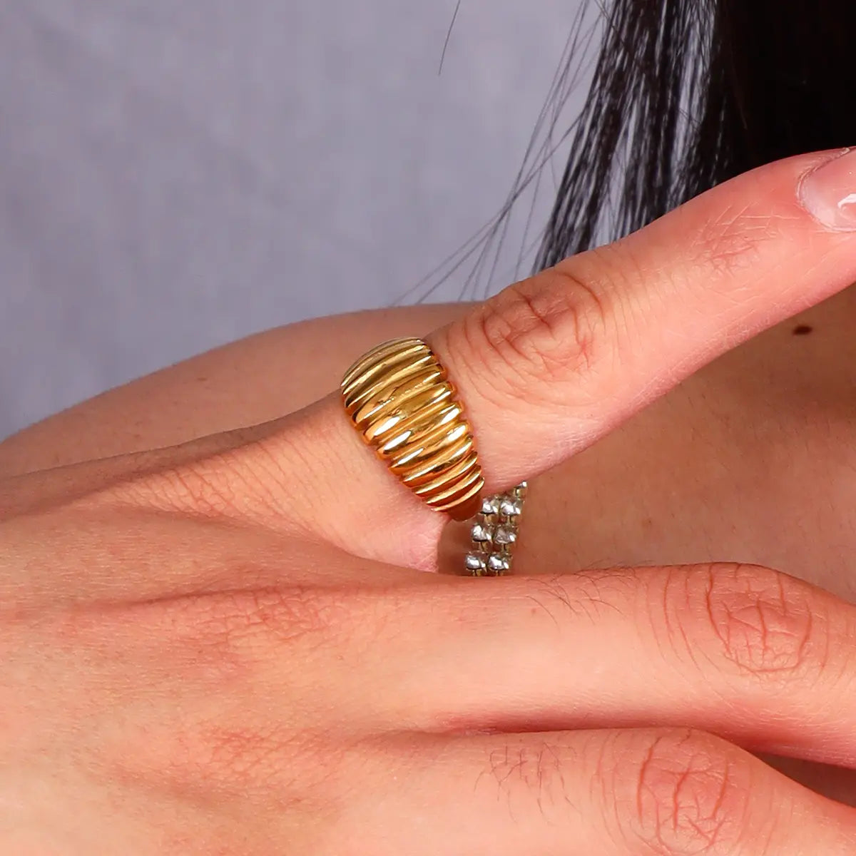 Chunky Ribbed Dome Ring