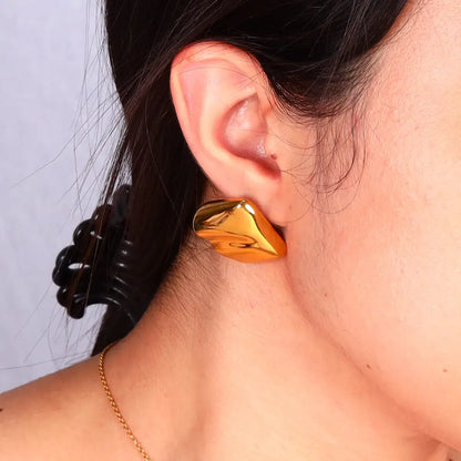 Glossy Irregular Geometric Gold Earrings