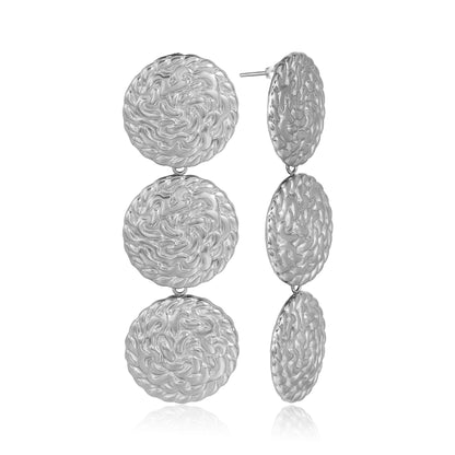 Hammered Circle Drop Earrings