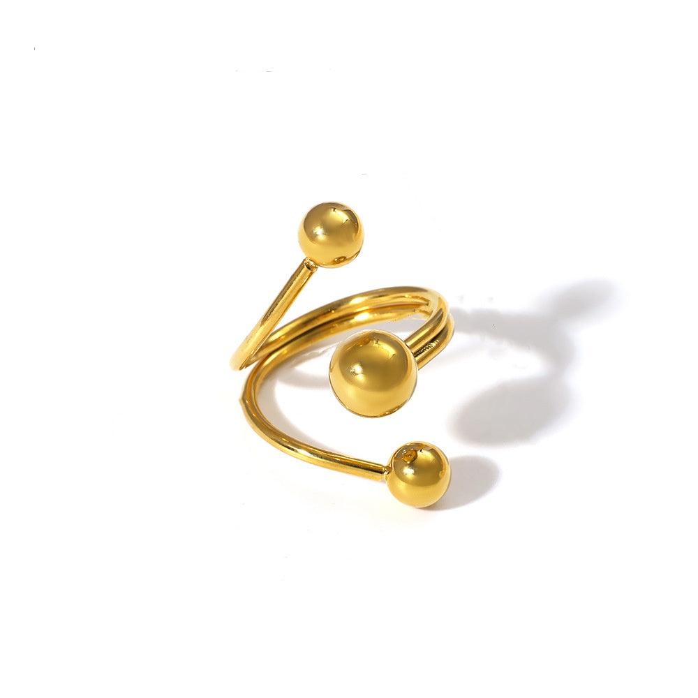 Beaded Multi-layered Asymmetric Open Ring