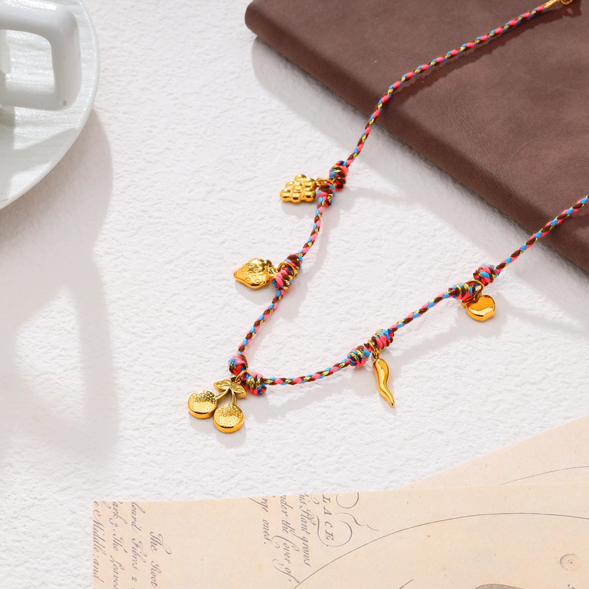 Grape Fruit Colored Rope Necklace