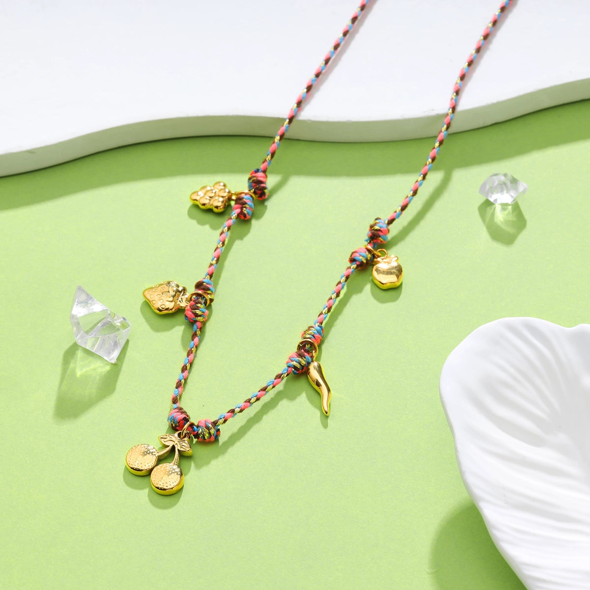 Grape Fruit Colored Rope Necklace