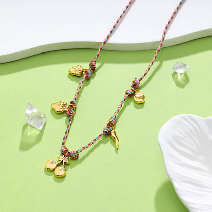 Grape Fruit Colored Rope Necklace