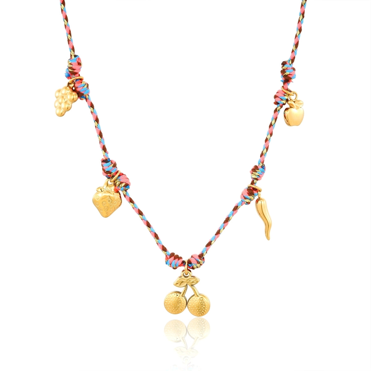 Grape Fruit Colored Rope Necklace