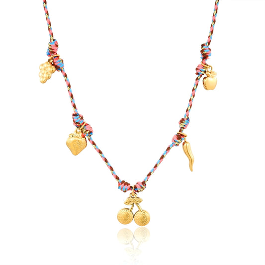 Grape Fruit Colored Rope Necklace