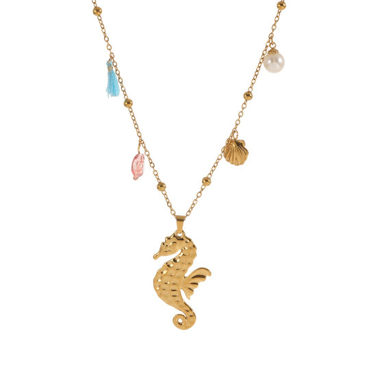 Seahorse Shell Pendant Necklace