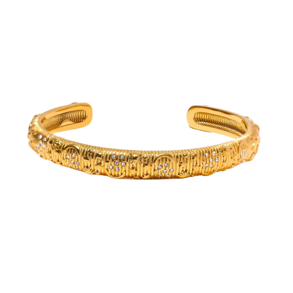 Stars & Moon Gold Cuff Bracelet